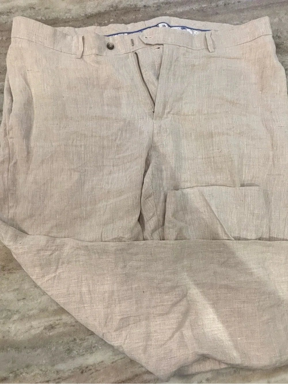 Men's Lightweight Linen Dress Pants in Light Natural